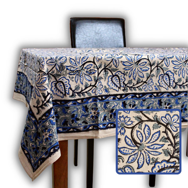 Sweet Us Cotton Floral Tablecloth for Rectangle Tables Turquoise Sweet Us Cotton Floral Tablecloth for Rectangle Tables Turquoise